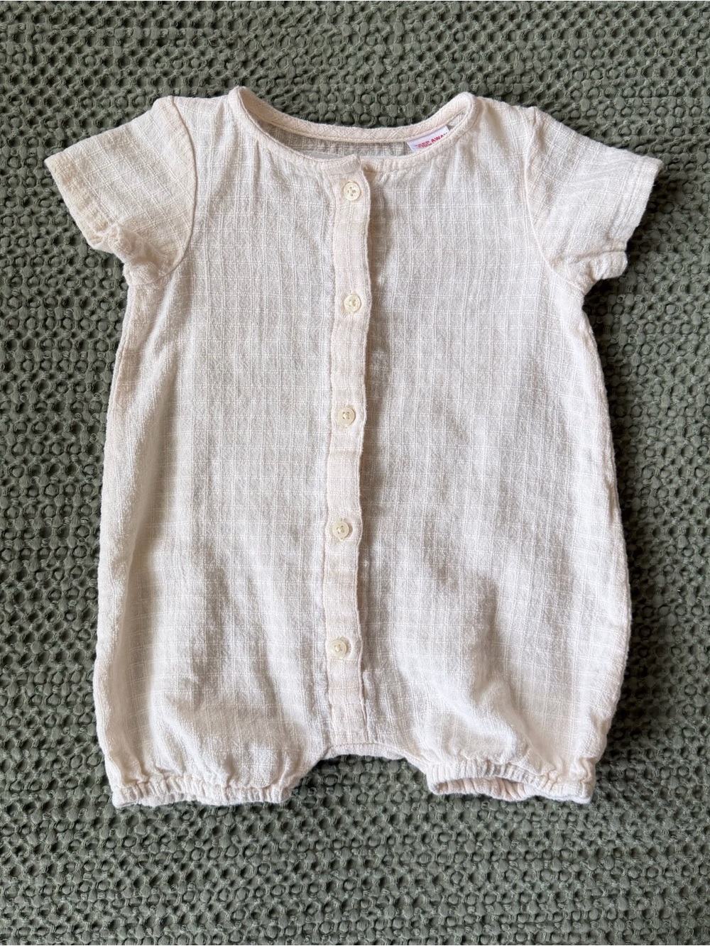 Cream Button-Front Baby Romper